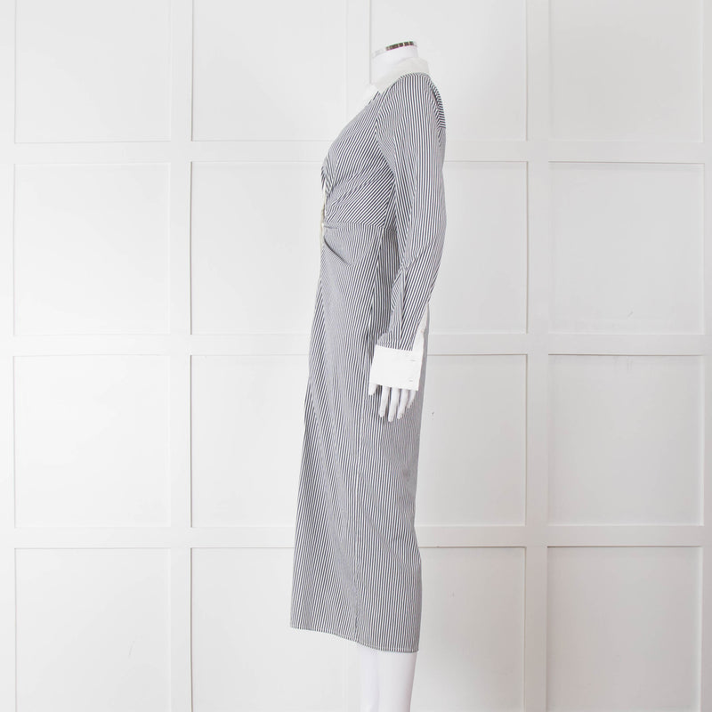 Veronica Beard White Grey Striped Long Shirt Dress