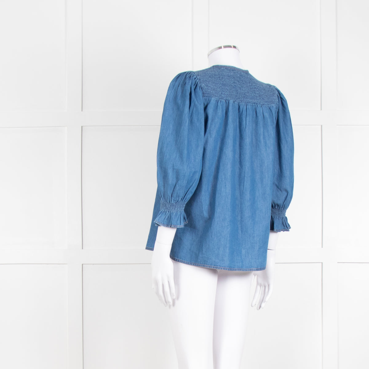 Iris Blue Denim Puff Sleeve Shirt