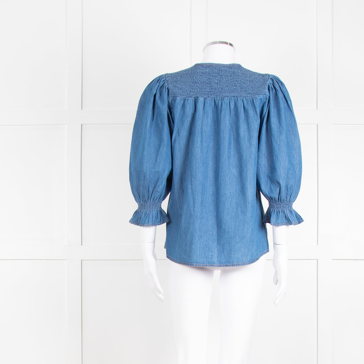 Iris Blue Denim Puff Sleeve Shirt