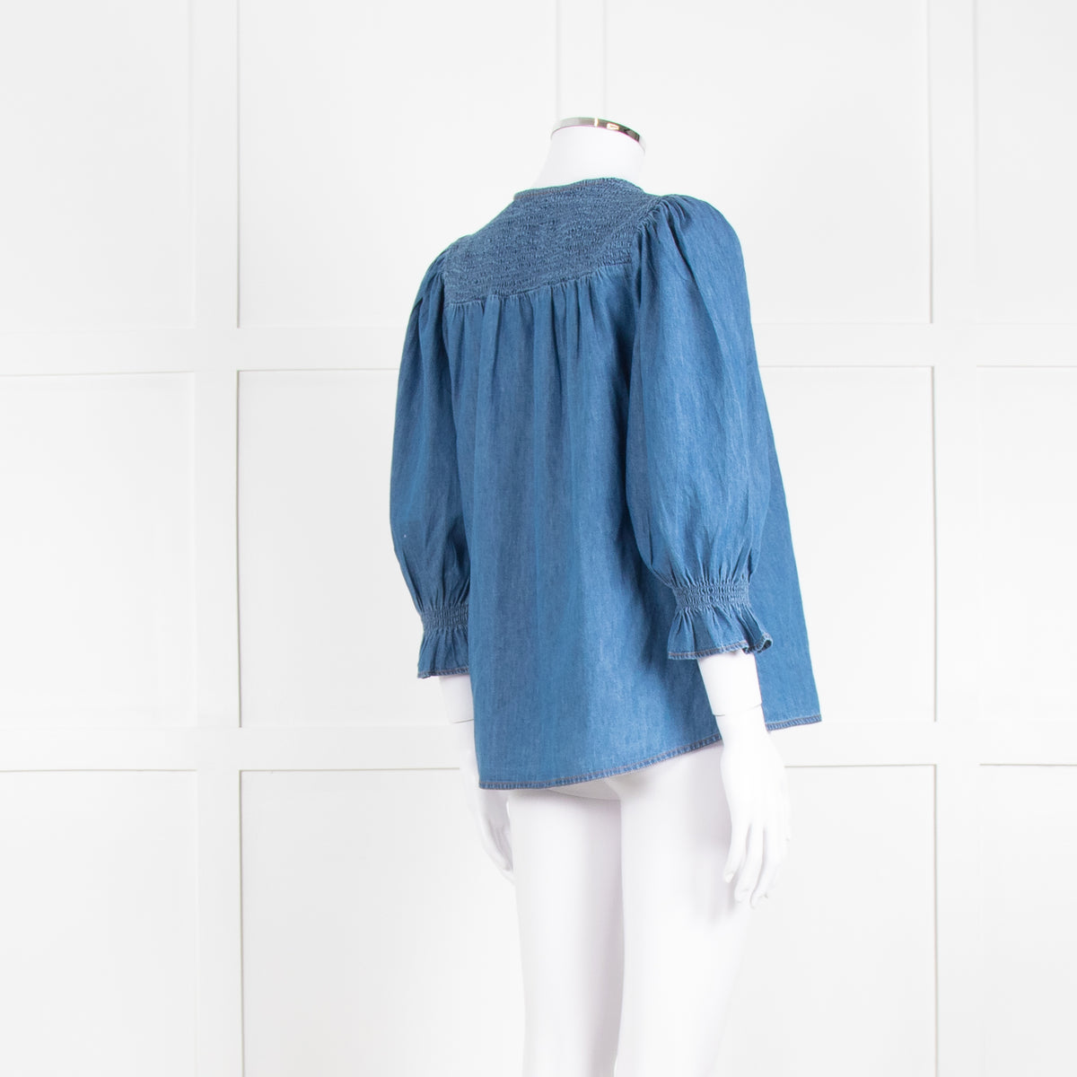 Iris Blue Denim Puff Sleeve Shirt