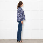 Munthe White Blue Silk Blend Top