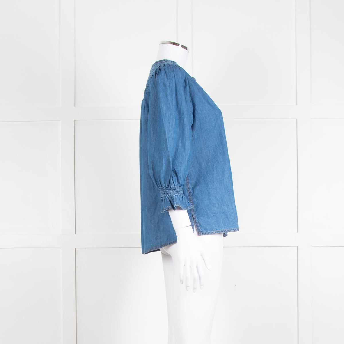Iris Blue Denim Puff Sleeve Shirt