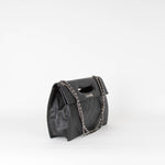 Chanel Black Quilted Lambskin Frame Clutch with Chain Strap