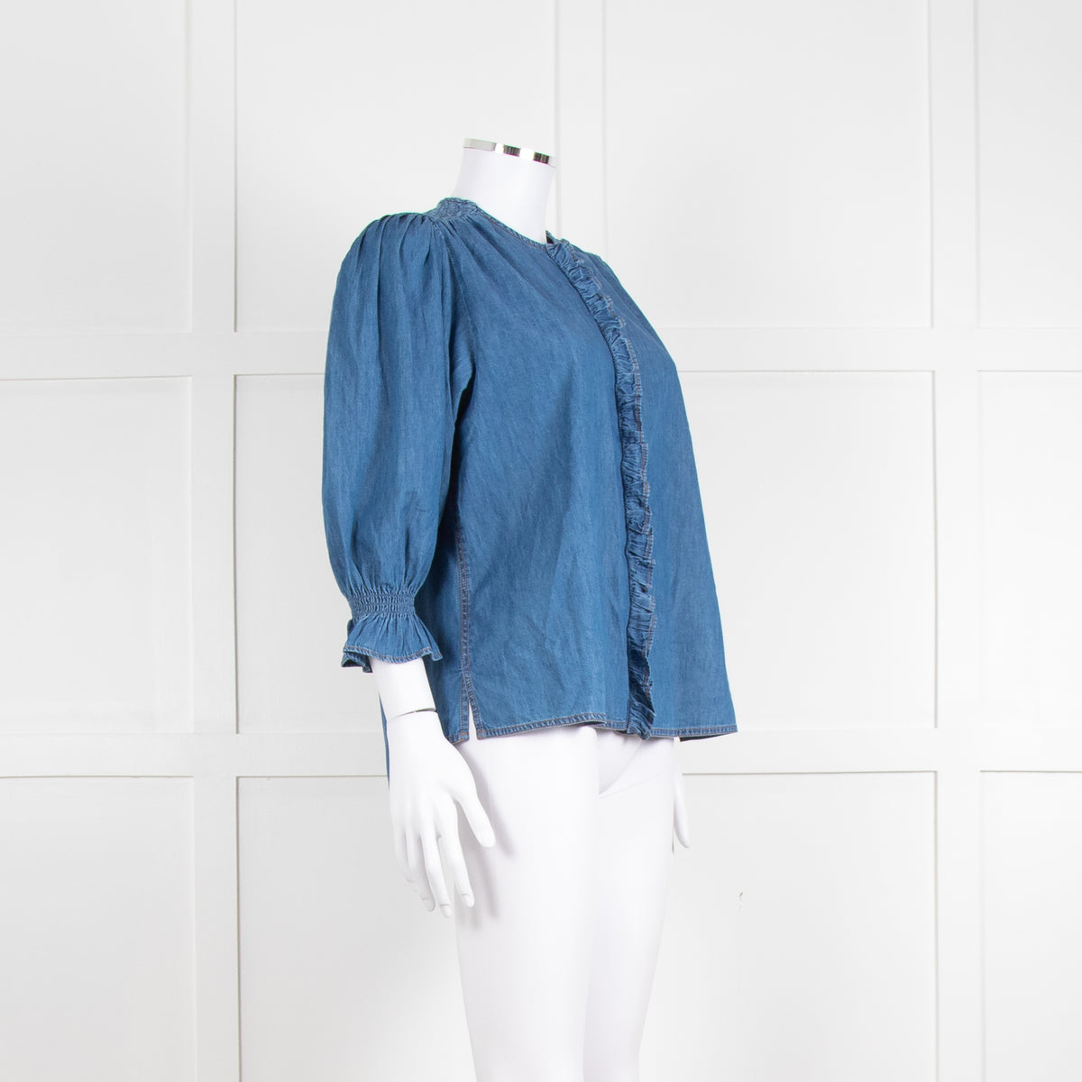 Iris Blue Denim Puff Sleeve Shirt
