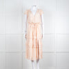 Paige Pale Pink Peach Ruffle Tiered Cap Sleeved Long Dress