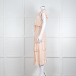 Paige Pale Pink Peach Ruffle Tiered Cap Sleeved Long Dress