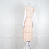 Paige Pale Pink Peach Ruffle Tiered Cap Sleeved Long Dress