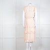 Paige Pale Pink Peach Ruffle Tiered Cap Sleeved Long Dress