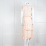 Paige Pale Pink Peach Ruffle Tiered Cap Sleeved Long Dress