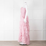 Aje Pale Pink Strapless Frill Maxi Dress