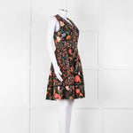 Kate Spade Black Coral Blue Green Floral Sleeveless Dress