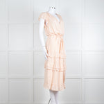 Paige Pale Pink Peach Ruffle Tiered Cap Sleeved Long Dress