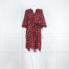 Lollys Laundry Black Red Animal Print Short Sleeve Belted Dress
