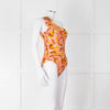 Zimmermann Orange Patterned One Shoulder Swimsuit