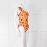 Zimmermann Orange Patterned One Shoulder Swimsuit