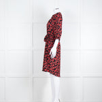 Lollys Laundry Black Red Animal Print Short Sleeve Belted Dress