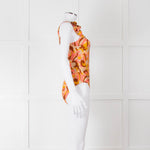 Zimmermann Orange Patterned One Shoulder Swimsuit