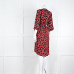 Lollys Laundry Black Red Animal Print Short Sleeve Belted Dress