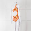 Zimmermann Orange Patterned One Shoulder Swimsuit