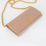 Prada Nude Saffiano Wallet on Chain