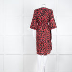 Lollys Laundry Black Red Animal Print Short Sleeve Belted Dress