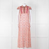 Anna Sui Peach Red Bird Print Sheer Dress