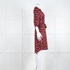 Lollys Laundry Black Red Animal Print Short Sleeve Belted Dress