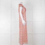 Anna Sui Peach Red Bird Print Sheer Dress