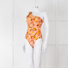 Zimmermann Orange Patterned One Shoulder Swimsuit