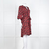 Lollys Laundry Black Red Animal Print Short Sleeve Belted Dress