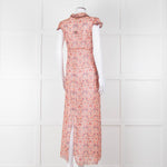 Anna Sui Peach Red Bird Print Sheer Dress