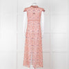 Anna Sui Peach Red Bird Print Sheer Dress