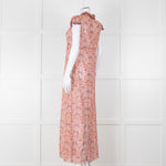 Anna Sui Peach Red Bird Print Sheer Dress