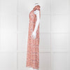 Anna Sui Peach Red Bird Print Sheer Dress