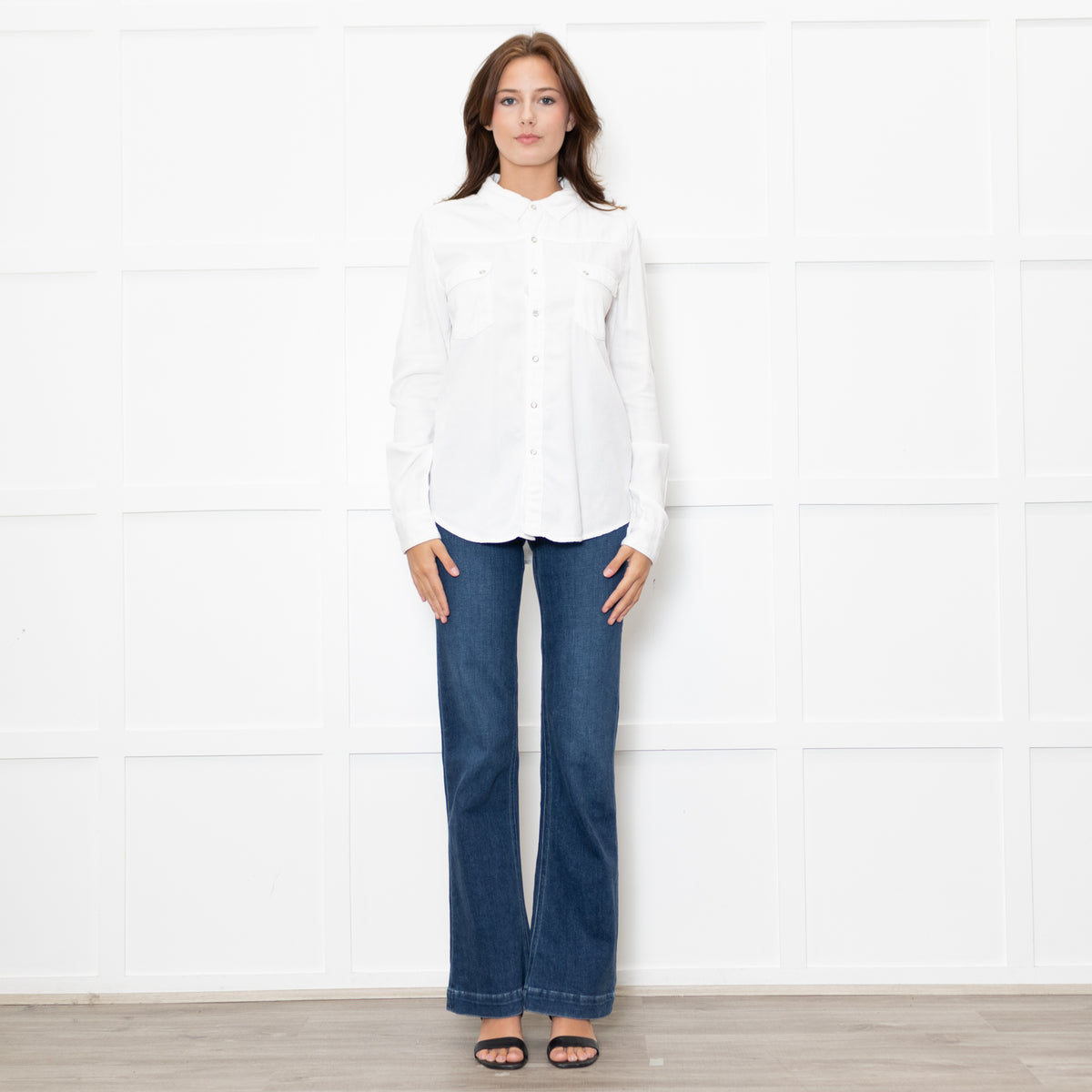 ba&sh White Textured Western Style Shirt