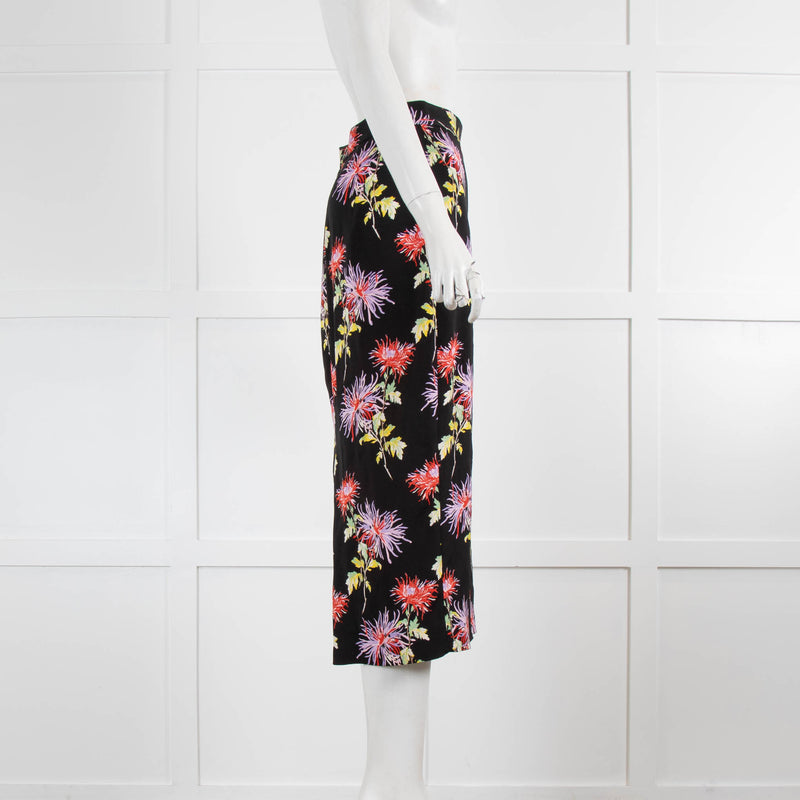 Diane Von Furstenberg Black Skirt With Red And Purple Flowers