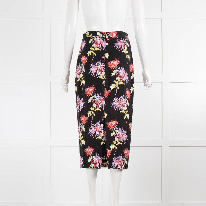 Diane Von Furstenberg Black Skirt With Red And Purple Flowers