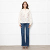 Atelier Reve Cream Olivia Shirt With Red Floral Embroidery