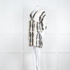 Pearl & Caviar Cream Black Cotton Long Sleeve Short Dress