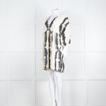 Pearl & Caviar Cream Black Cotton Long Sleeve Short Dress