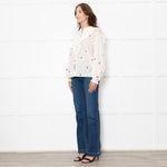 Atelier Reve Cream Olivia Shirt With Red Floral Embroidery