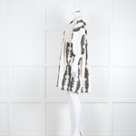 Pearl & Caviar Cream Black Cotton Long Sleeve Short Dress