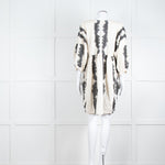 Pearl & Caviar Cream Black Cotton Long Sleeve Short Dress
