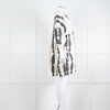Pearl & Caviar Cream Black Cotton Long Sleeve Short Dress