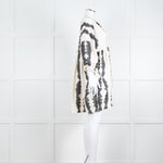 Pearl & Caviar Cream Black Cotton Long Sleeve Short Dress