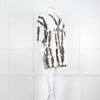 Pearl & Caviar Cream Black Cotton Long Sleeve Short Dress