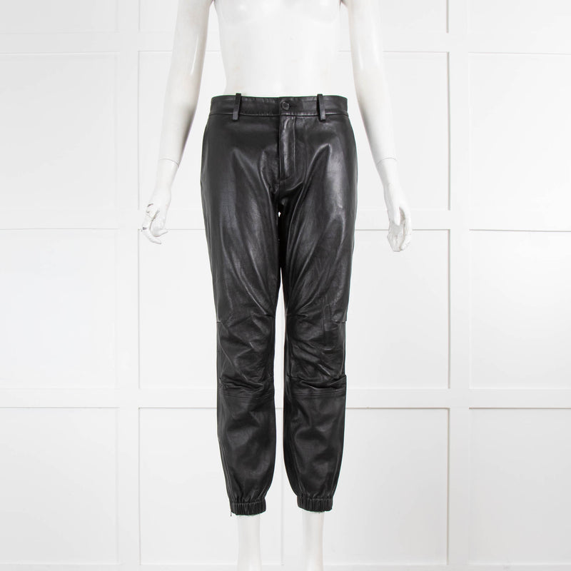 Nili Lotan Black Leather Joggers