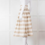 Dolce & Gabbana Cream Beige Striped Cotton Full Midi Skirt