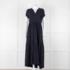 Me + Em Navy Cotton Tiered Short Sleeve Midi Dress