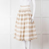 Dolce & Gabbana Cream Beige Striped Cotton Full Midi Skirt
